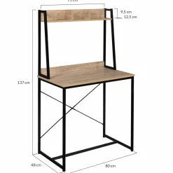 Bureau étagère droit design industriel bois et métal*IDMarket New