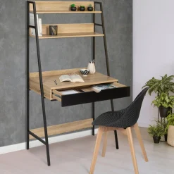 Bureau étagères deux niveaux style industriel*IDMarket Outlet