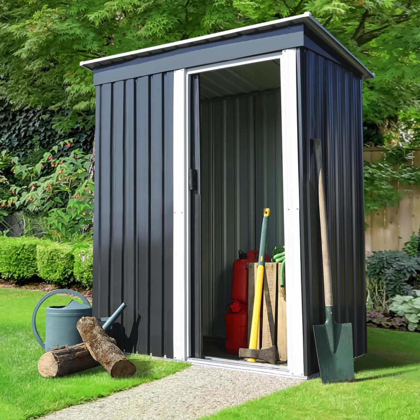 Cabanon de jardin en métal toit plat 1,3m²*IDMarket