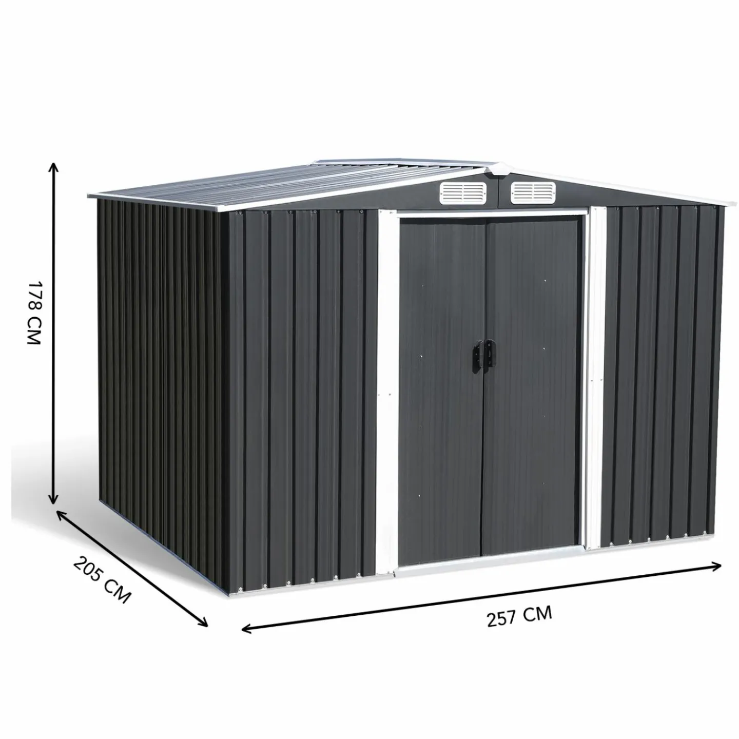 Cabanon de jardin en métal 5,3m² gris*IDMarket