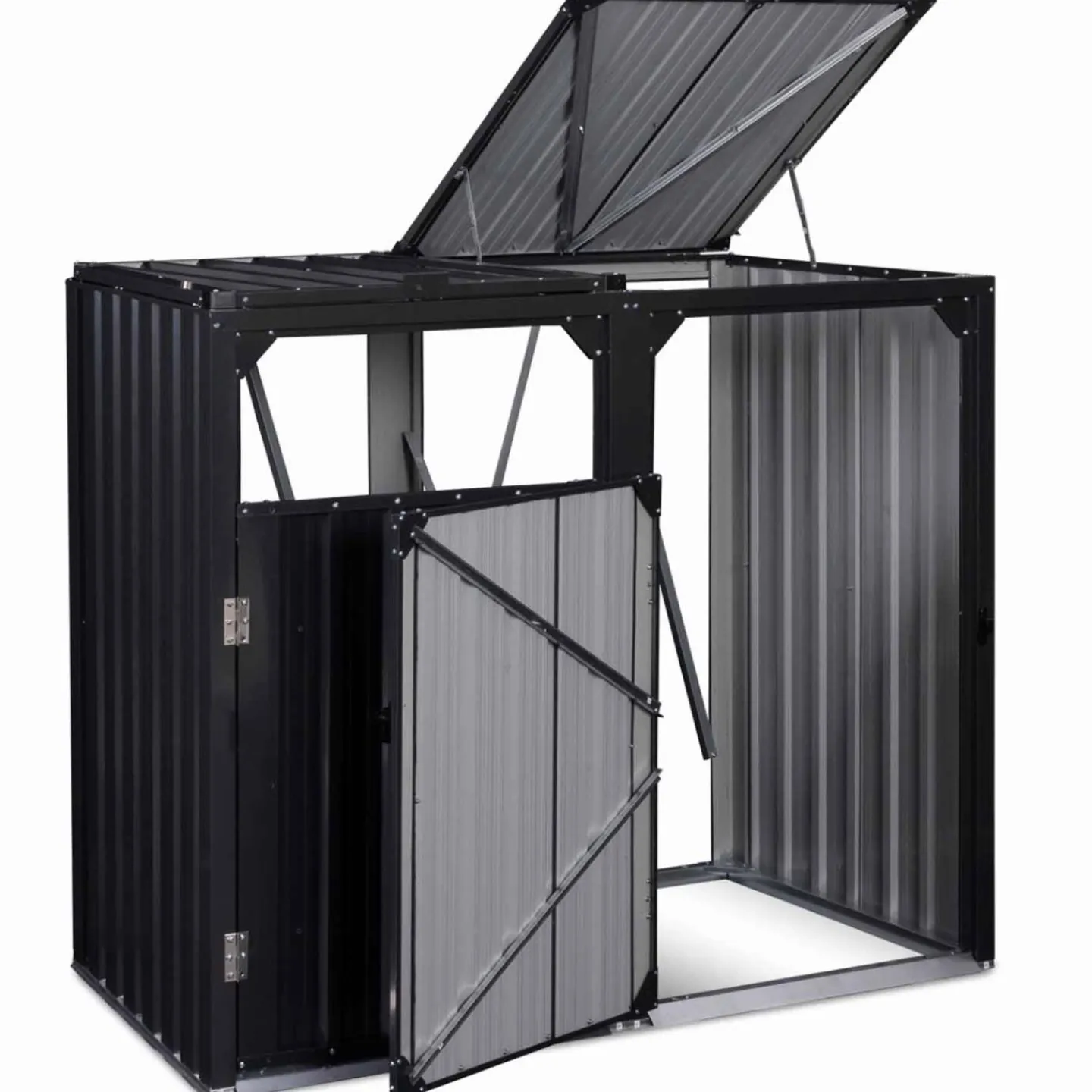 Cache poubelle double en acier gris pour extérieur*IDMarket Outlet