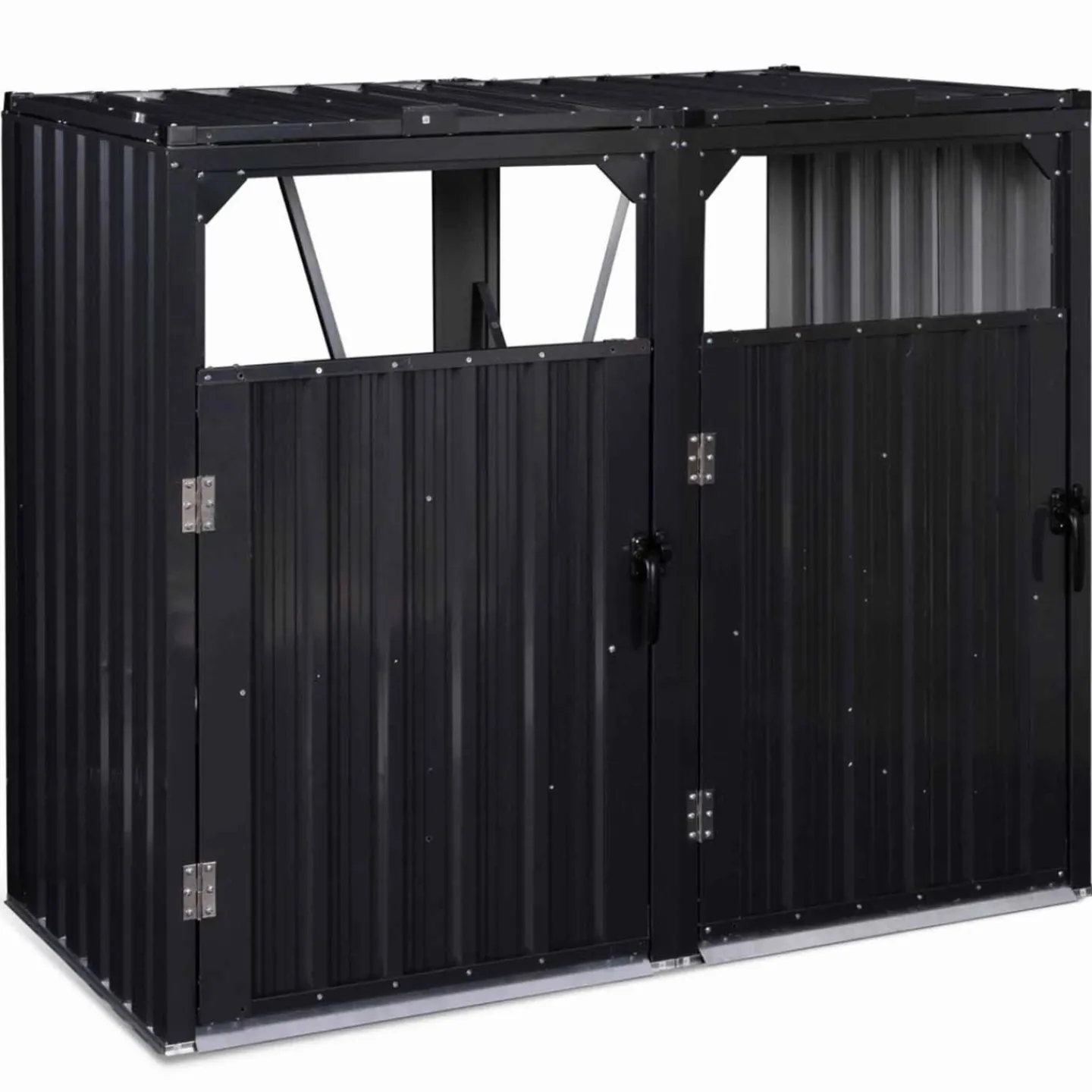 Cache poubelle double en acier gris pour extérieur*IDMarket Outlet