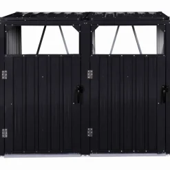 Cache poubelle double en acier gris pour extérieur*IDMarket Outlet