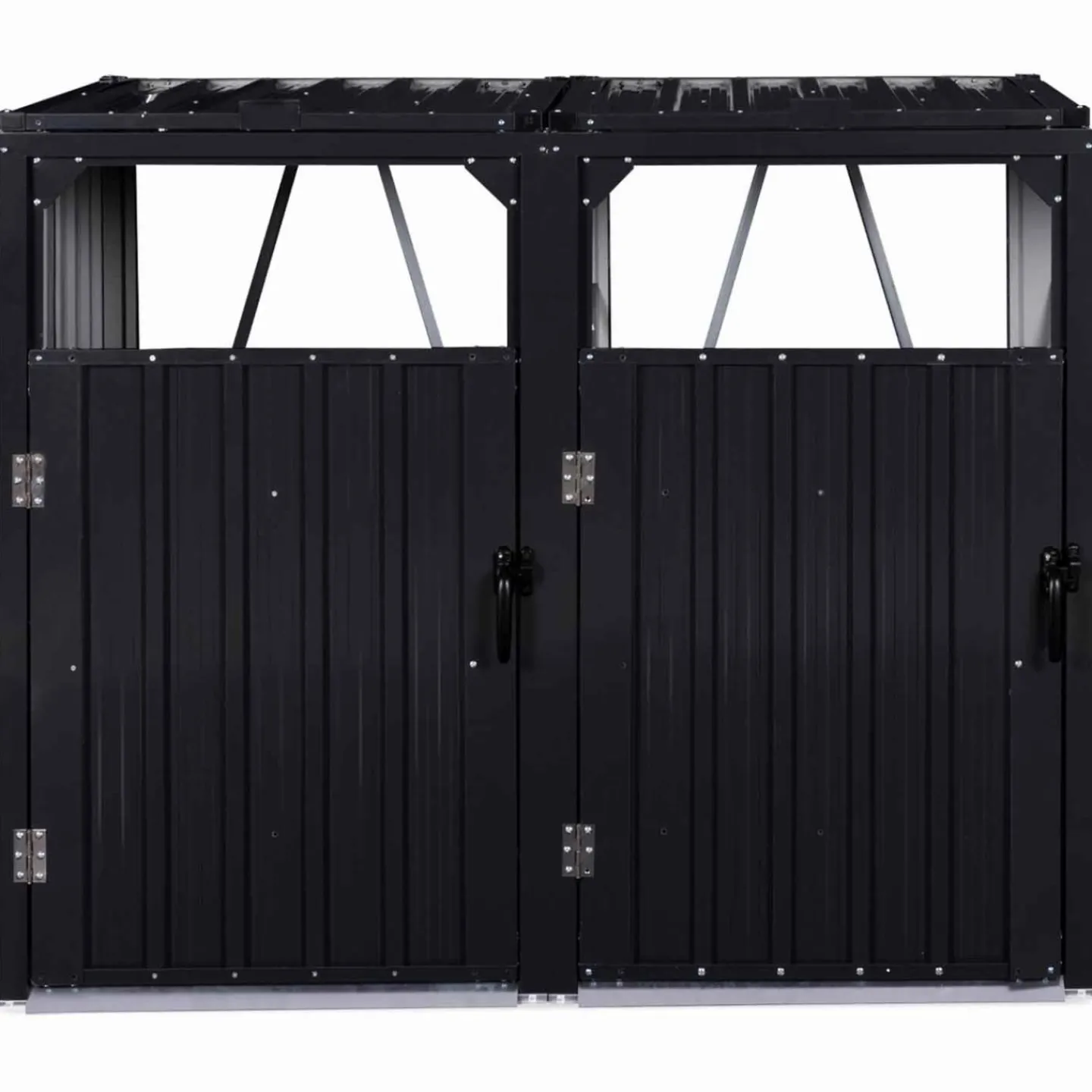 Cache poubelle double en acier gris pour extérieur*IDMarket Outlet