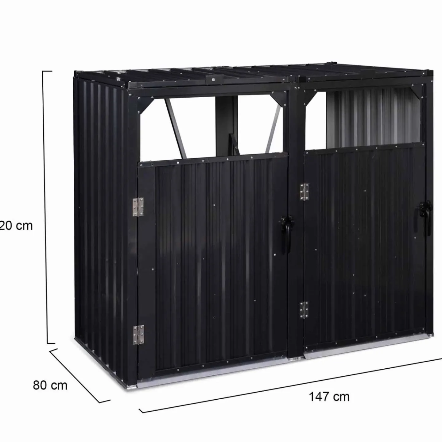 Cache poubelle double en acier gris pour extérieur*IDMarket Outlet