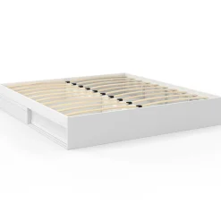 Cadre de lit 180 x 200 cm avec rangements et sommier blanc*IDMarket Discount