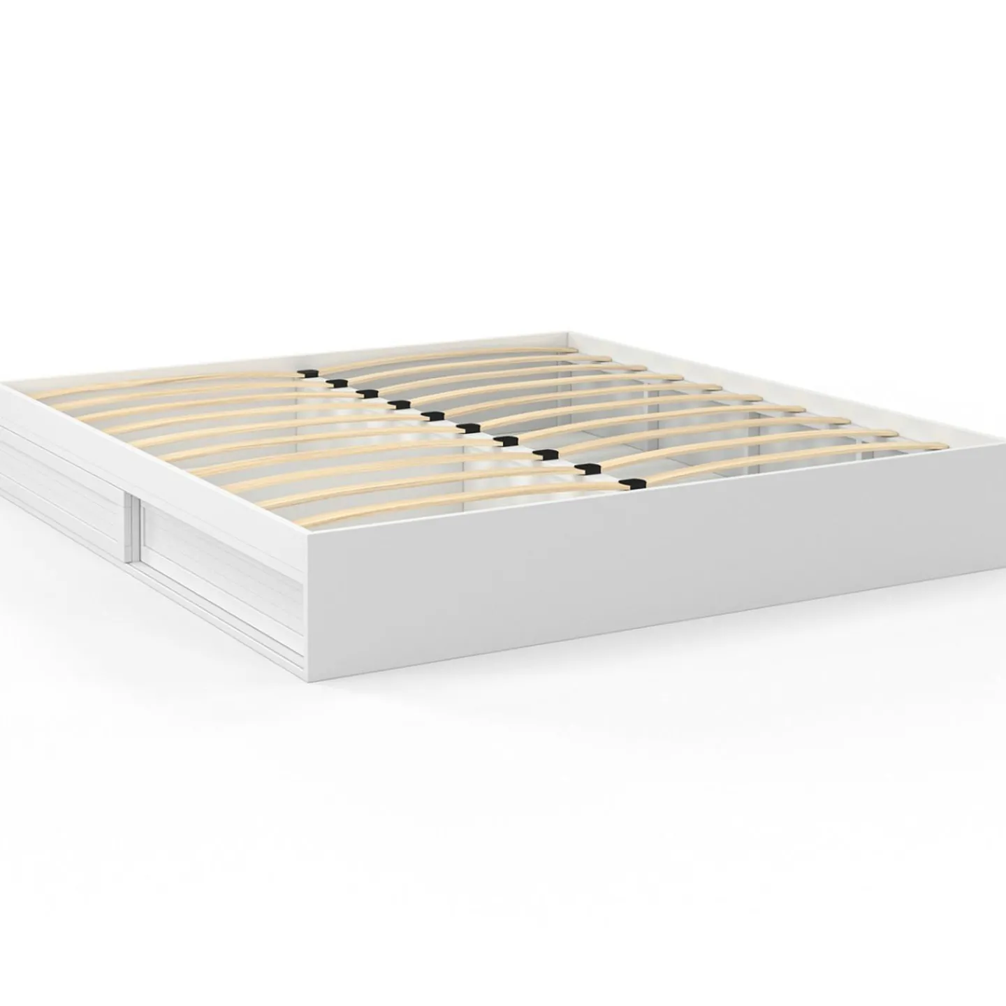 Cadre de lit 180 x 200 cm avec rangements et sommier blanc*IDMarket Discount