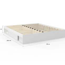 Cadre de lit 180 x 200 cm avec rangements et sommier blanc*IDMarket Discount