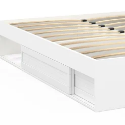 Cadre de lit 180 x 200 cm avec rangements et sommier blanc*IDMarket Discount