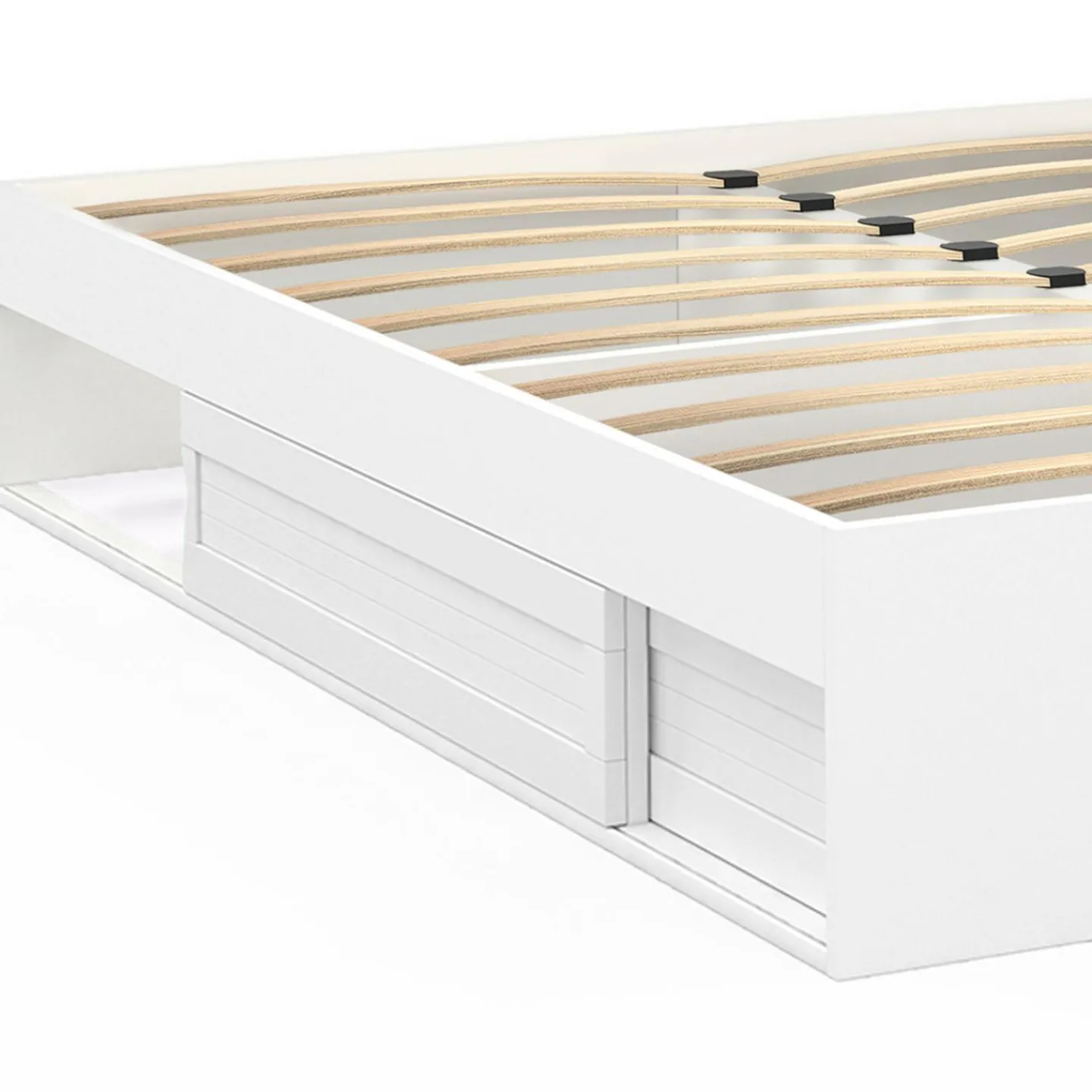 Cadre de lit 180 x 200 cm avec rangements et sommier blanc*IDMarket Discount