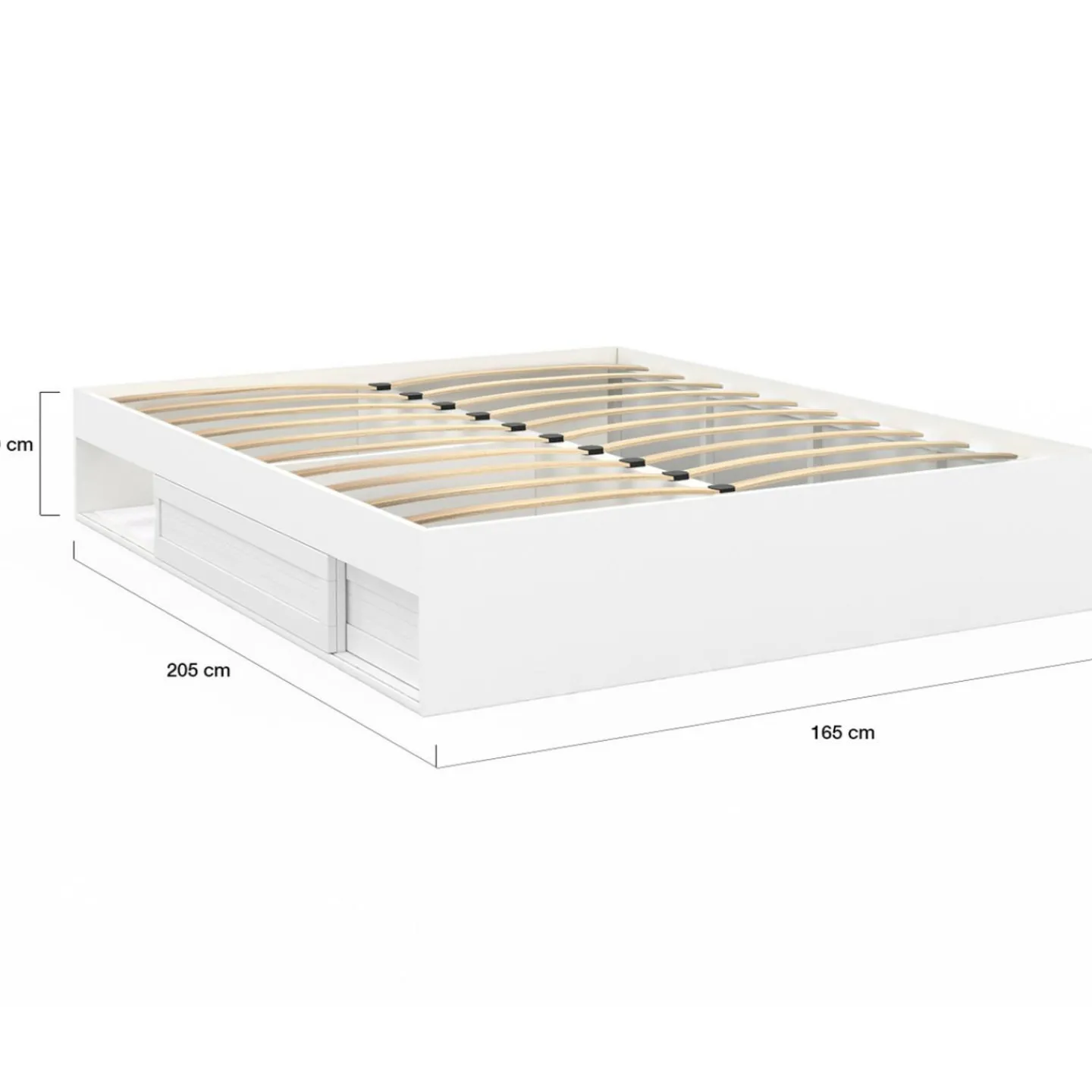 Cadre de lit avec rangements et sommier blanc*IDMarket Clearance