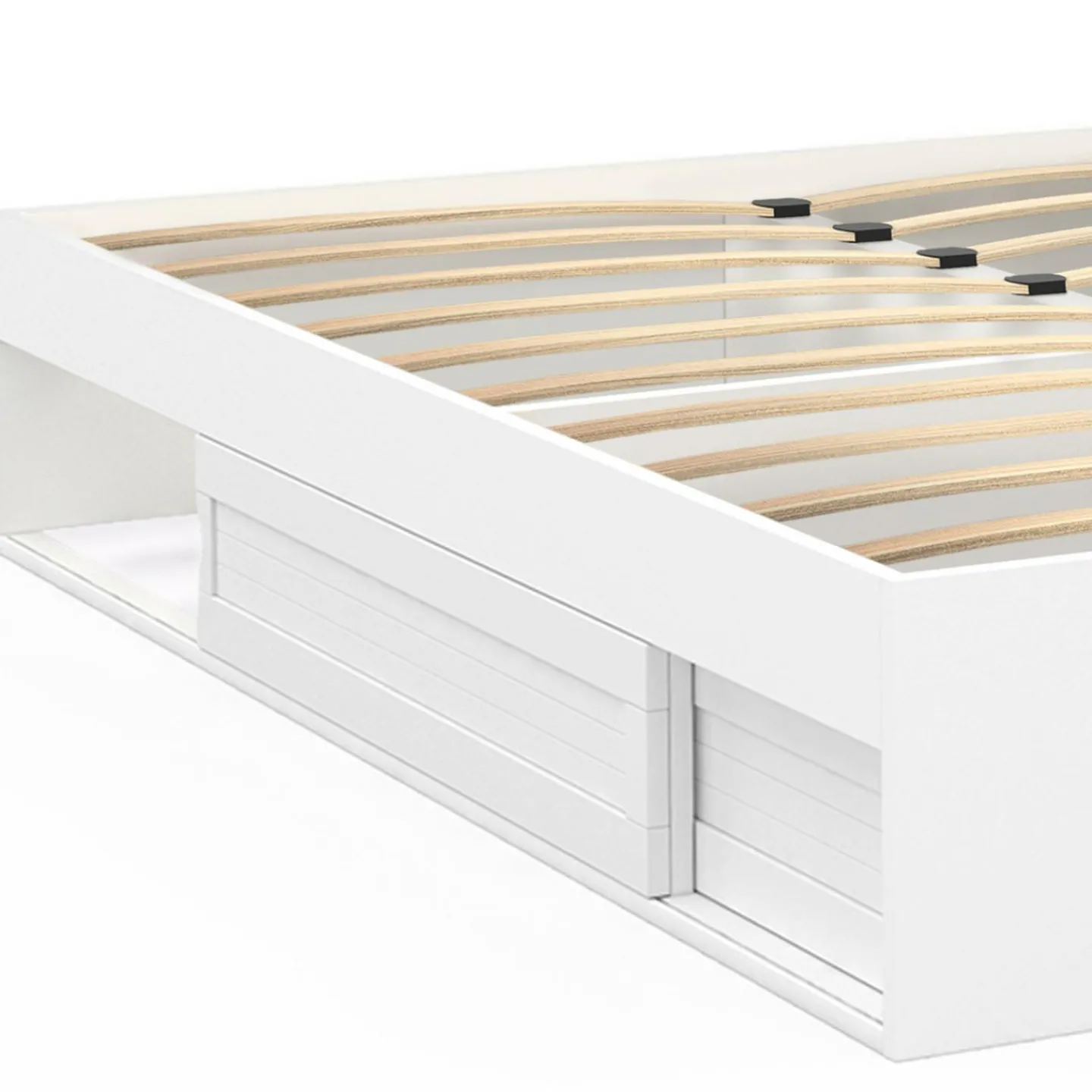 Cadre de lit avec rangements et sommier blanc*IDMarket Clearance