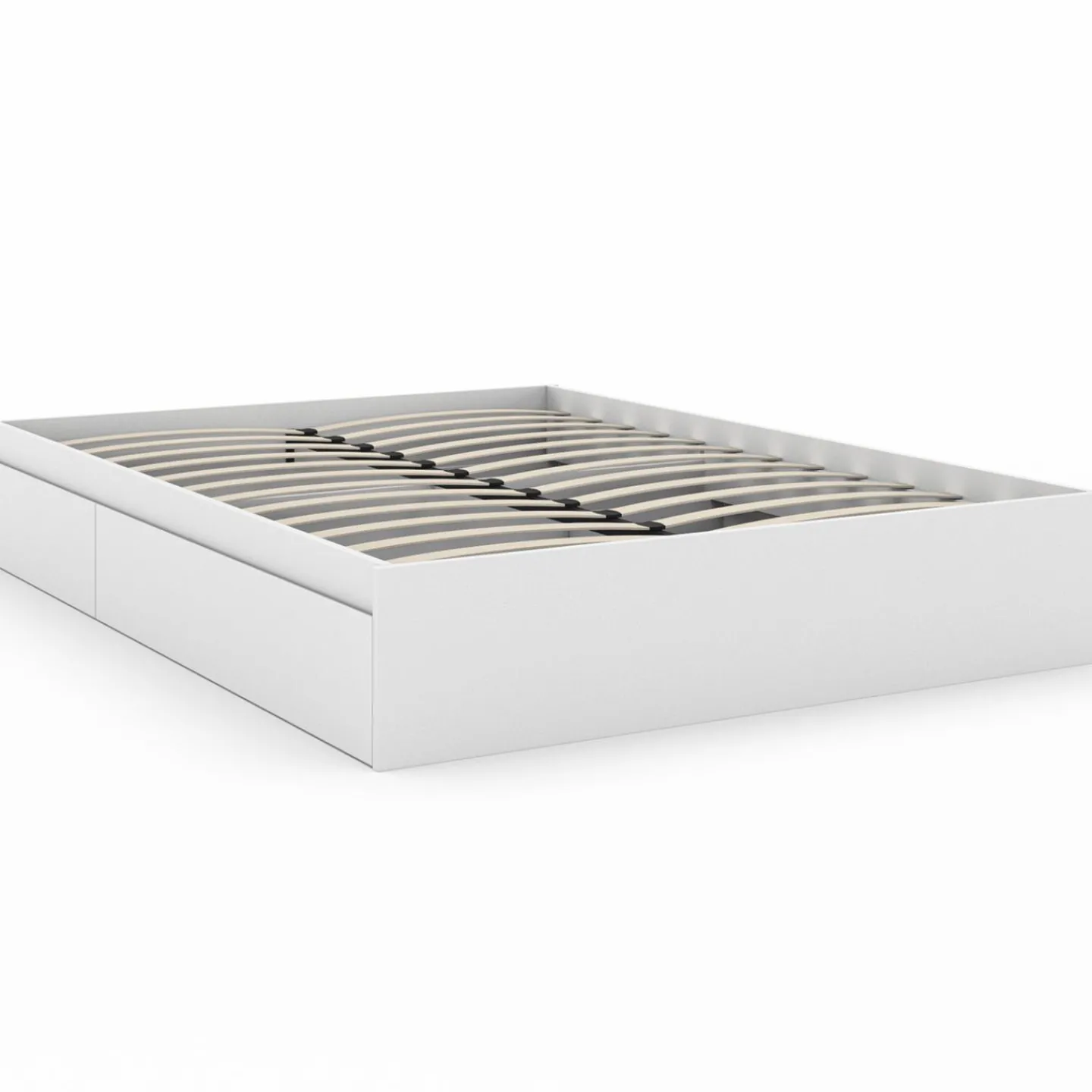 Cadre de lit double 140x190 blanc avec 4 tiroirs et sommier*IDMarket Hot