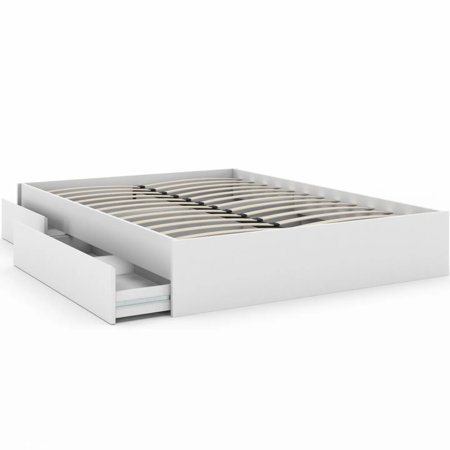 Cadre de lit double 140x190 blanc avec 4 tiroirs et sommier*IDMarket Hot