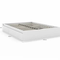 Cadre de lit double 140x190 blanc avec 4 tiroirs et sommier*IDMarket Hot
