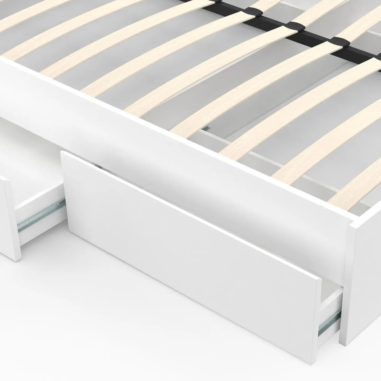 Cadre de lit double 140x190 blanc avec 4 tiroirs et sommier*IDMarket Hot