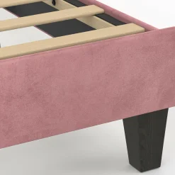 Cadre de lit simple coquillage avec sommier 90 x 190 cm velours rose poudré*IDMarket Hot
