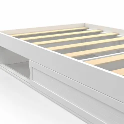 Cadre de lit simple 90x190 cm bois blanc avec rangement*IDMarket New
