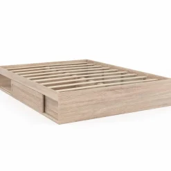 Cadre de lit 140x190 cm avec sommier et rangements en hêtre*IDMarket Hot