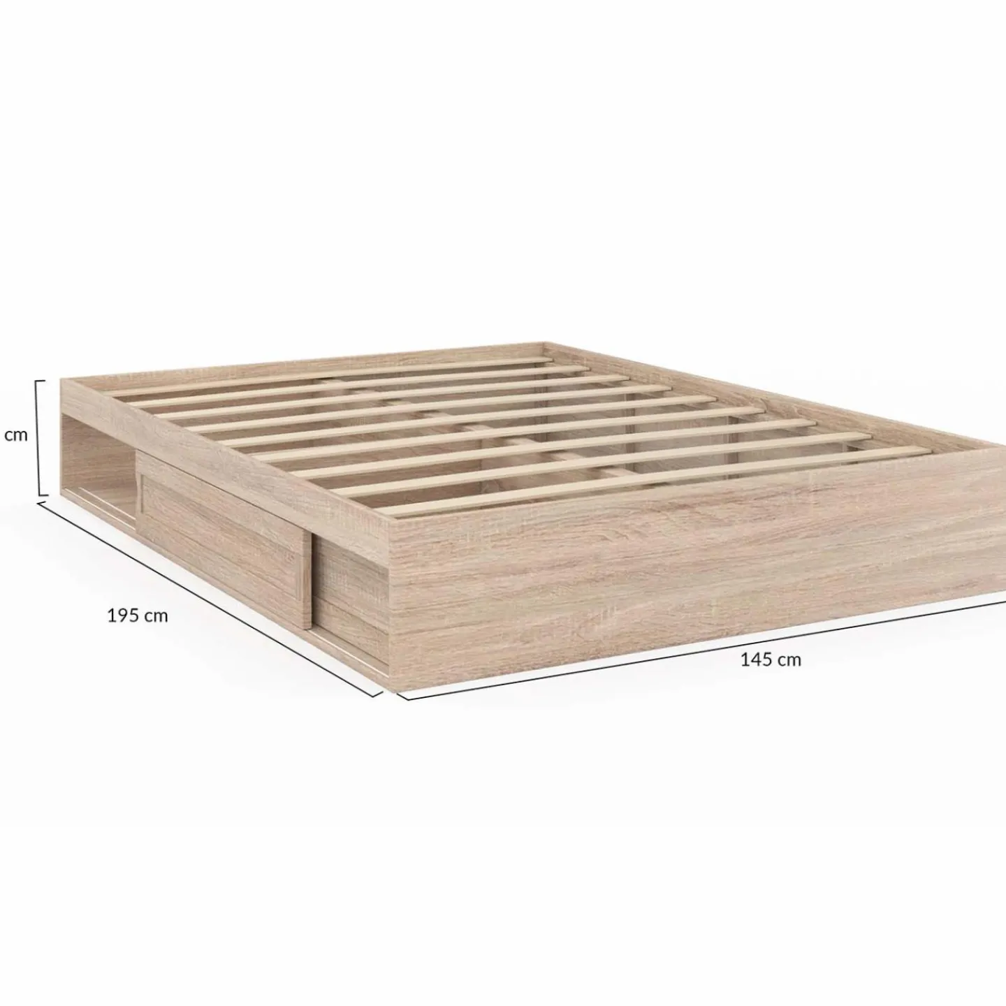Cadre de lit 140x190 cm avec sommier et rangements en hêtre*IDMarket Hot