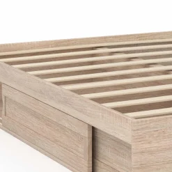 Cadre de lit 140x190 cm avec sommier et rangements en hêtre*IDMarket Hot