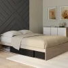 Cadre de lit 140x190 cm avec sommier et rangements noir et bois*IDMarket Hot