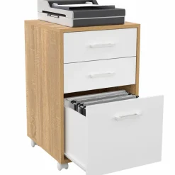 Caisson de bureau bois et blanc avec 3 tiroirs*IDMarket Outlet