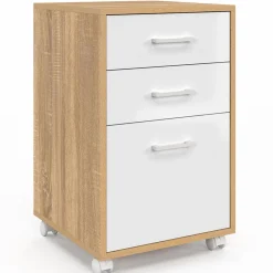 Caisson de bureau bois et blanc avec 3 tiroirs*IDMarket Outlet