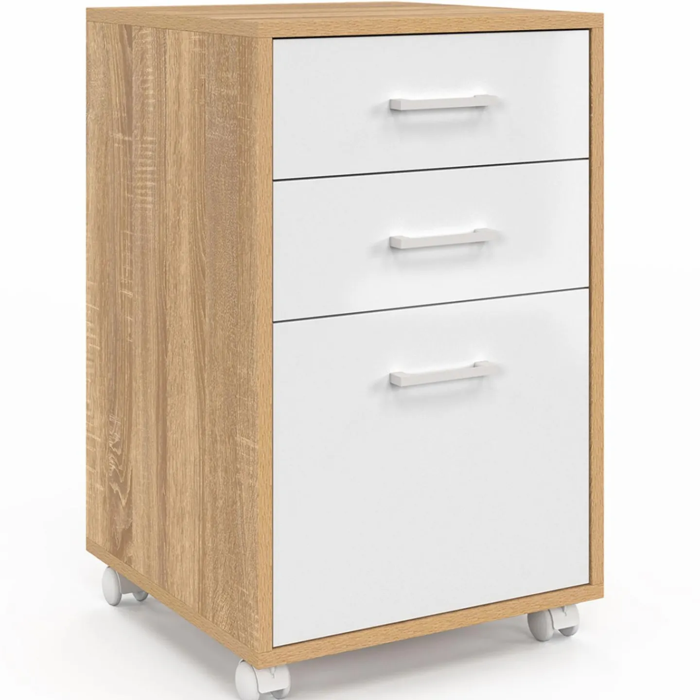 Caisson de bureau bois et blanc avec 3 tiroirs*IDMarket Outlet