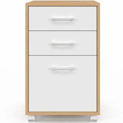 Caisson de bureau bois et blanc avec 3 tiroirs*IDMarket Outlet