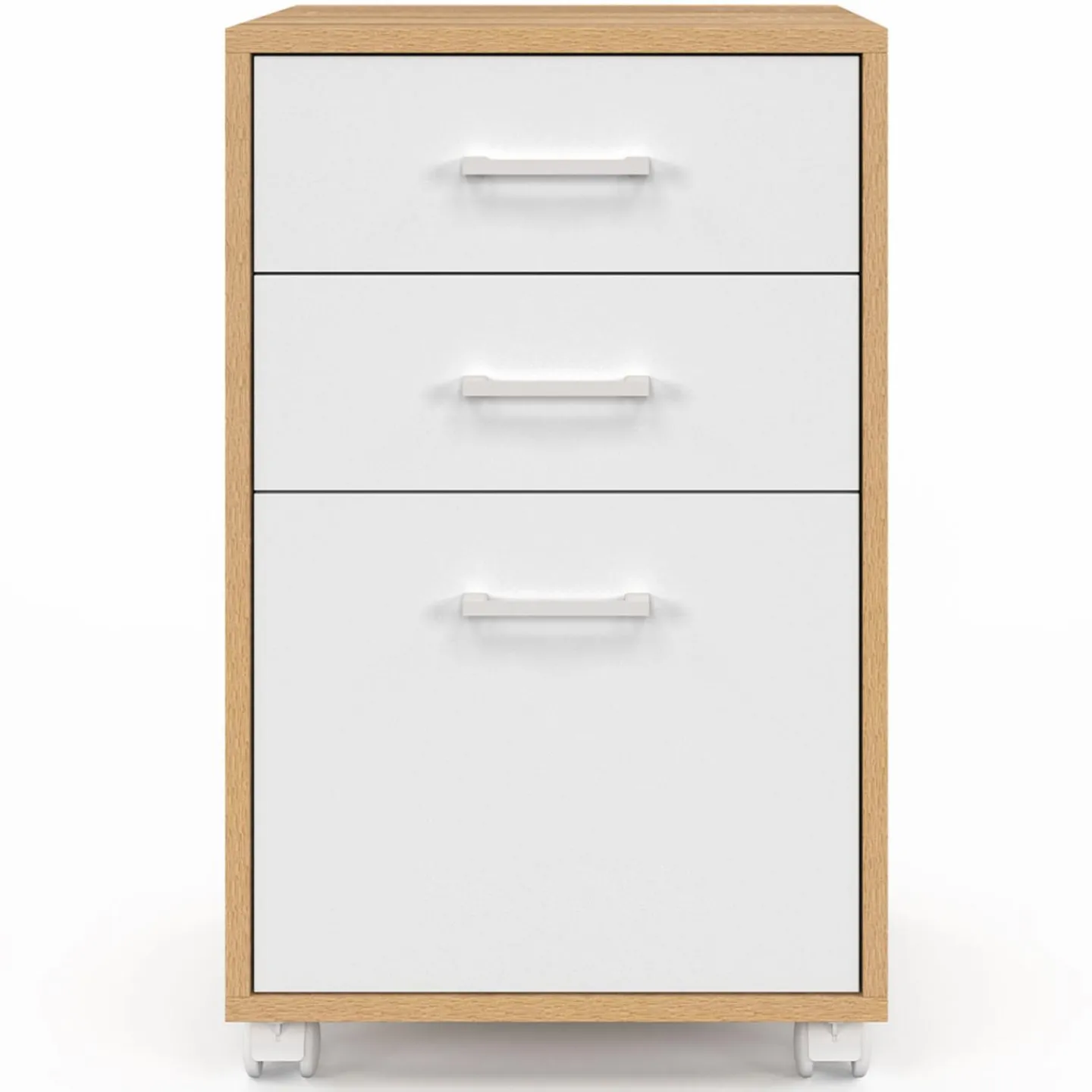 Caisson de bureau bois et blanc avec 3 tiroirs*IDMarket Outlet