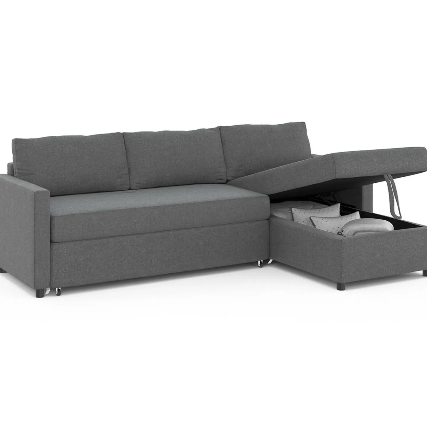Canapé avec méridienne convertible en tissu gris anthracite*IDMarket New