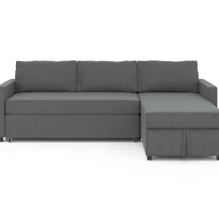 Canapé avec méridienne convertible en tissu gris anthracite*IDMarket New