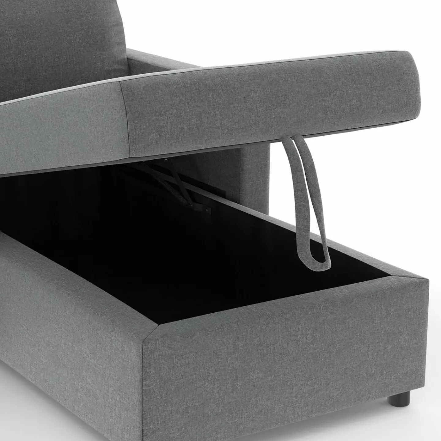 Canapé avec méridienne convertible en tissu gris anthracite*IDMarket New