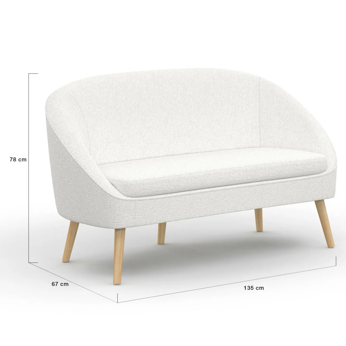 Canapé banquette tissu bouclette blanc*IDMarket Discount