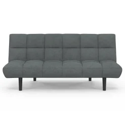 Canapé clic clac SALOME capitonné 3 places tissu gris anthracite*IDMarket New