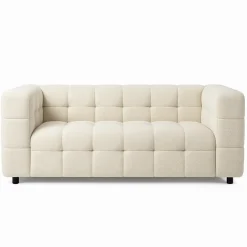 Canapé double capitonné en tissu bouclette*IDMarket Online