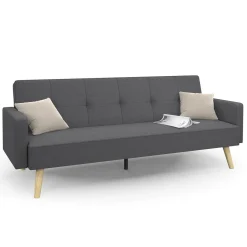 Canapé droit convertible 3 places gris*IDMarket Sale