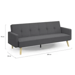 Canapé droit convertible 3 places gris*IDMarket Sale