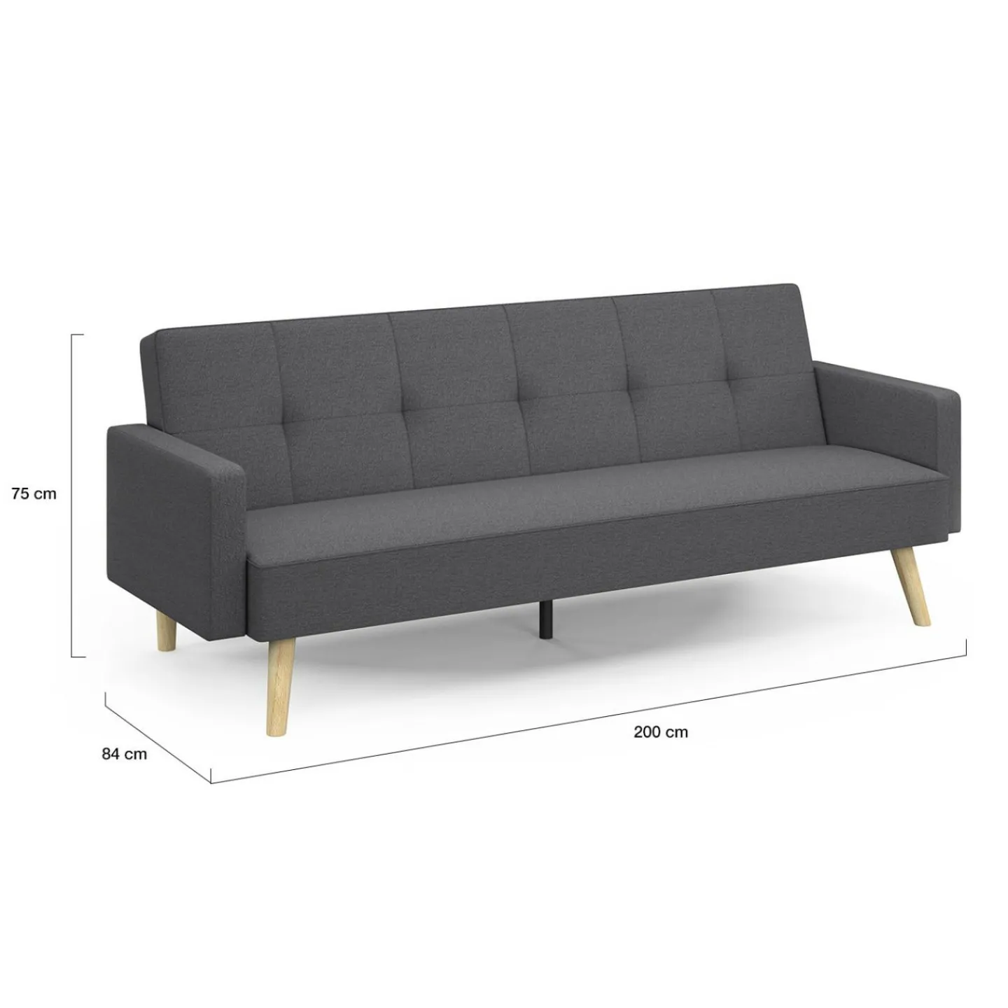 Canapé droit convertible 3 places gris*IDMarket Sale