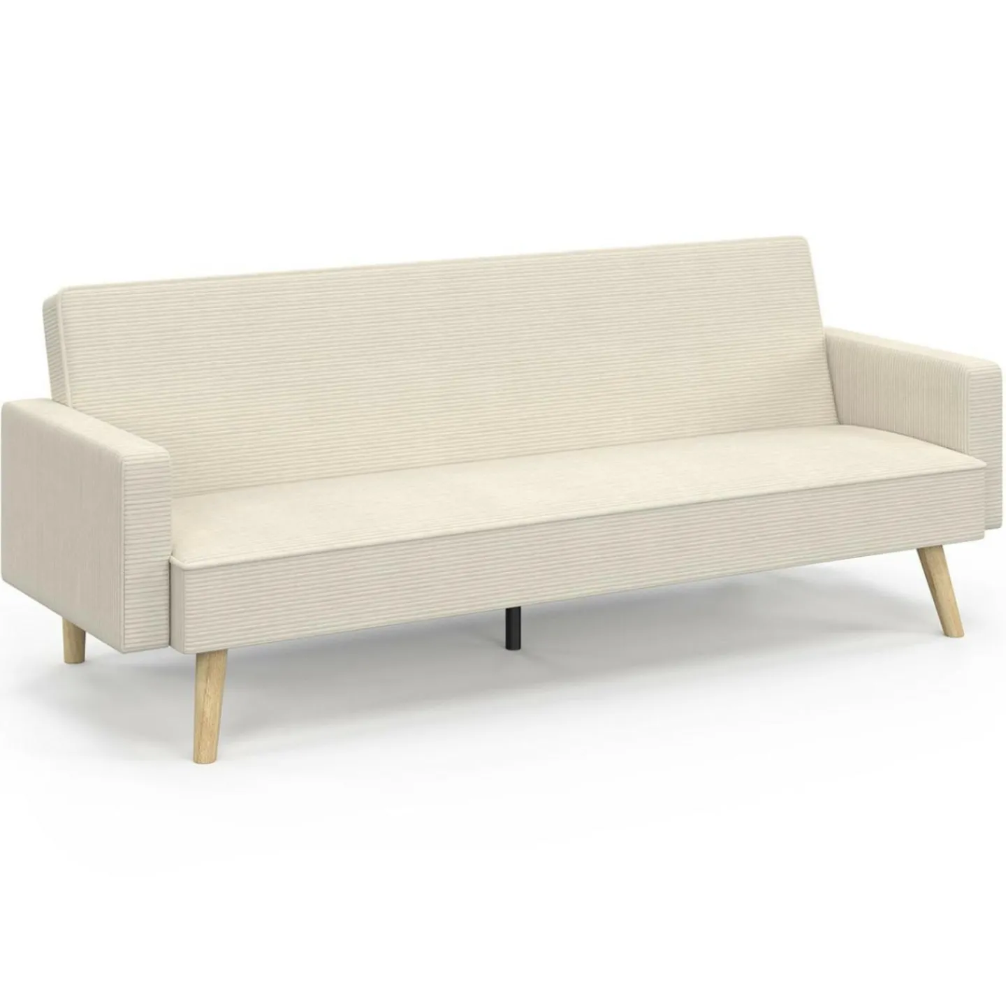 Canapé droit scandinave 3 places convertible LARS velours côtelé beige*IDMarket Clearance