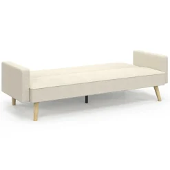 Canapé droit scandinave 3 places convertible LARS velours côtelé beige*IDMarket Clearance