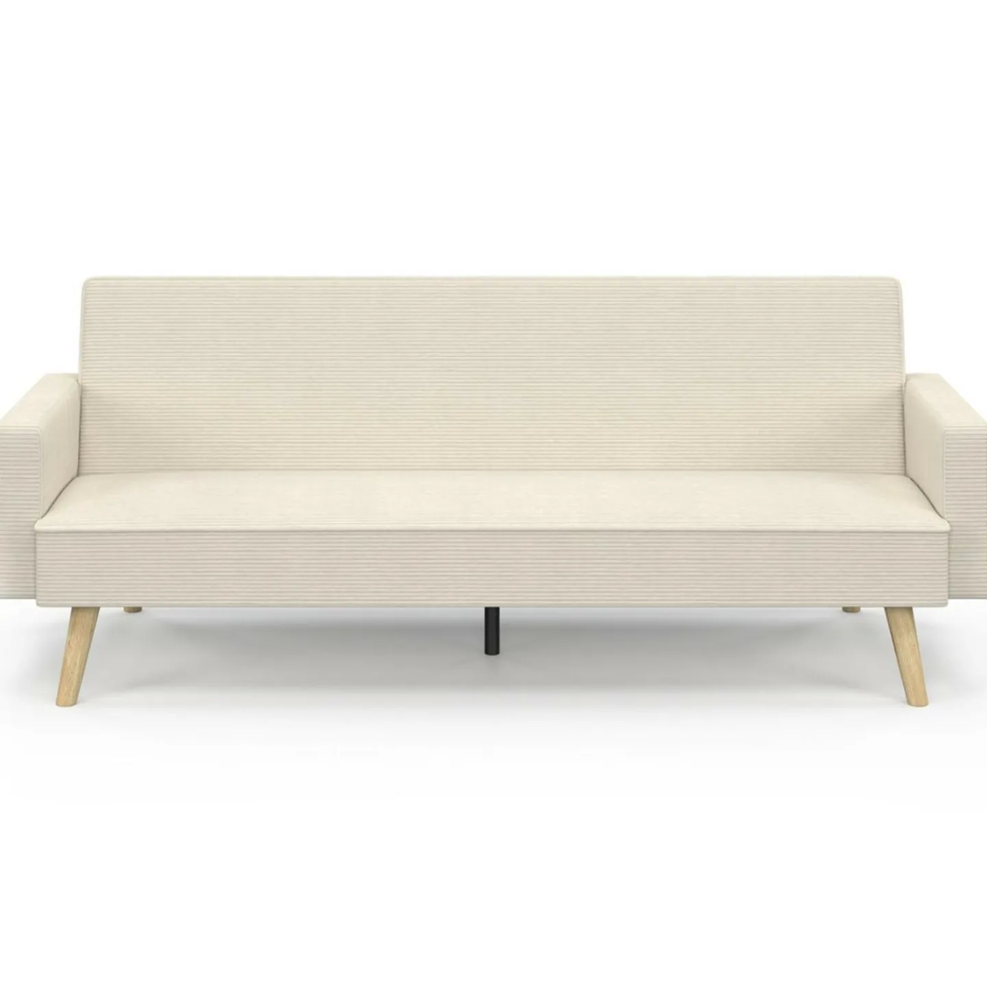Canapé droit scandinave 3 places convertible LARS velours côtelé beige*IDMarket Clearance