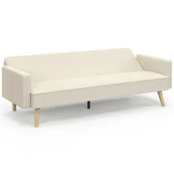 Canapé droit scandinave 3 places convertible LARS velours côtelé beige*IDMarket Clearance
