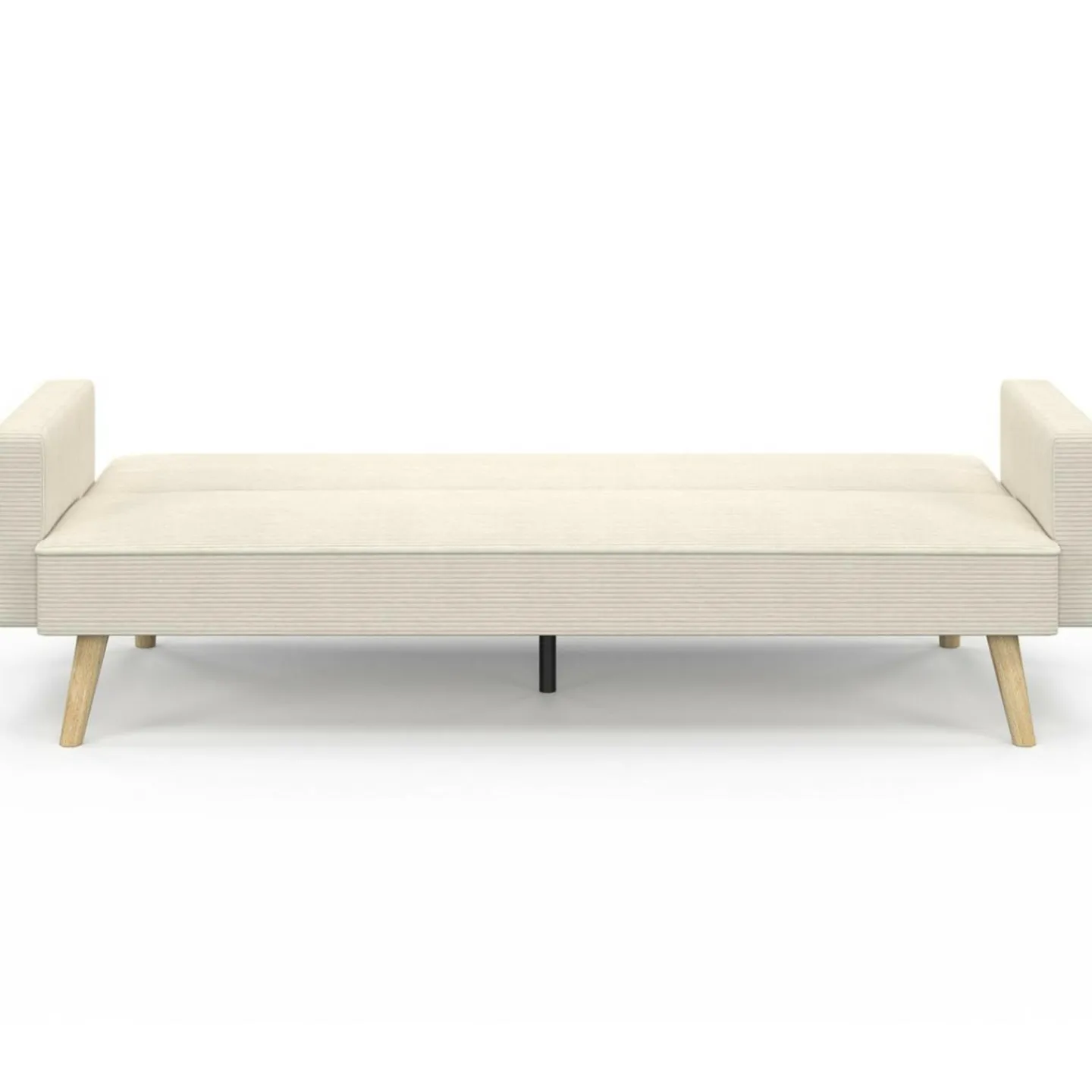 Canapé droit scandinave 3 places convertible LARS velours côtelé beige*IDMarket Clearance
