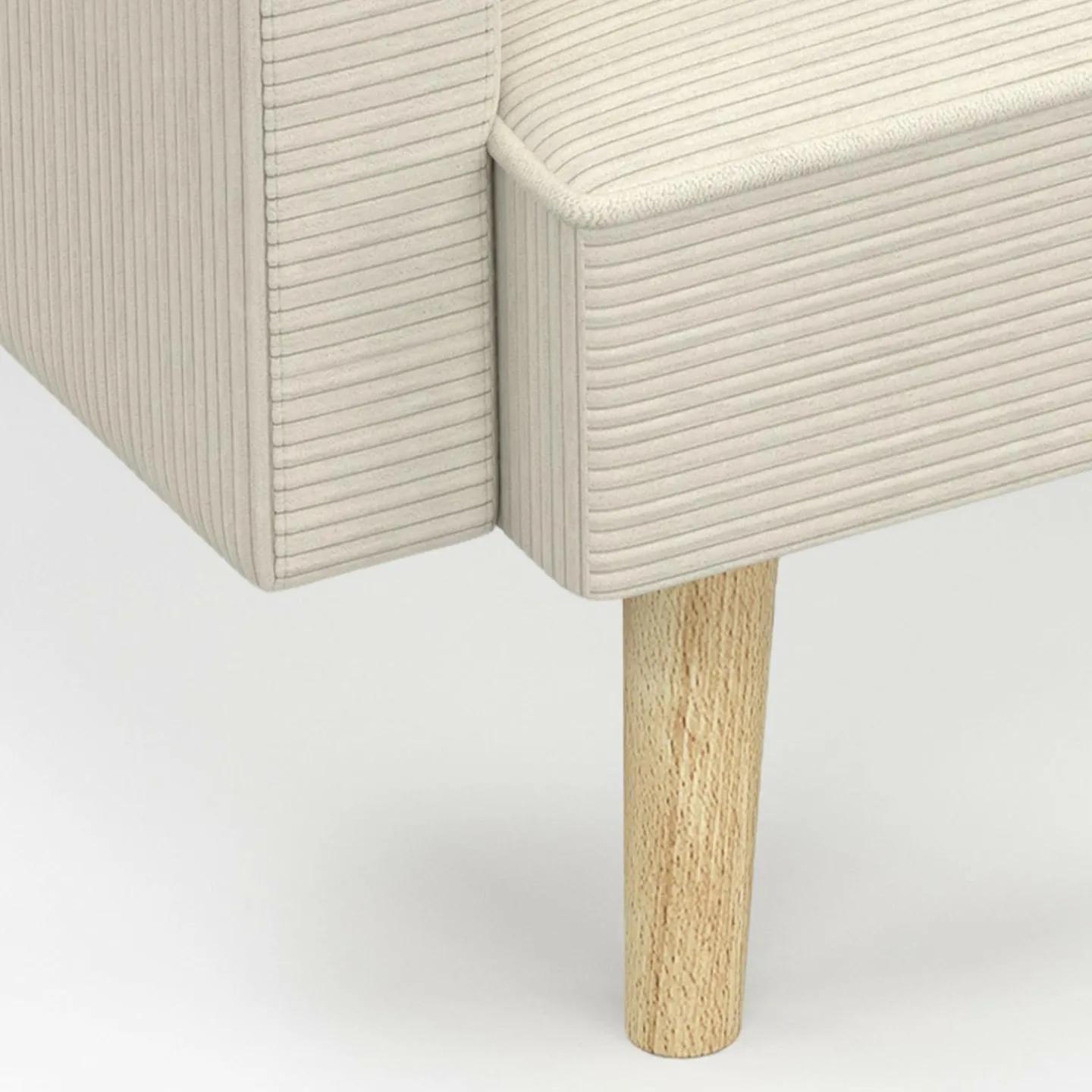 Canapé droit scandinave 3 places convertible LARS velours côtelé beige*IDMarket Clearance