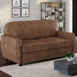 Canapé droit vintage marron effet vieilli*IDMarket Hot