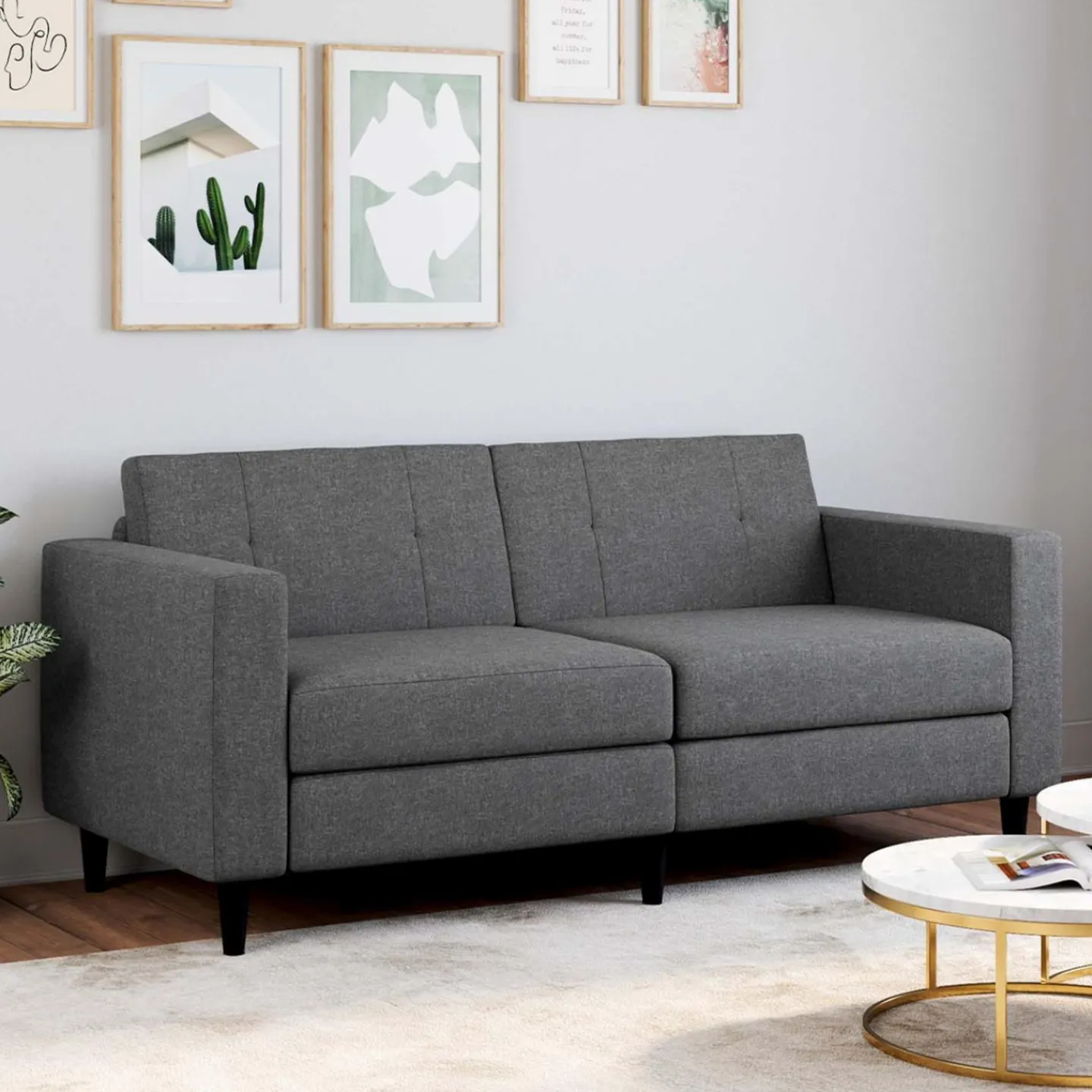 Canapé fixe moderne 3 places 180 cm en tissu gris anthracite*IDMarket