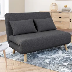 Canapé lit convertible 2 places 120x190cm tissu gris anthracite*IDMarket Best