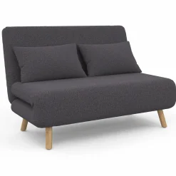 Canapé lit convertible 2 places 120x190cm tissu gris anthracite*IDMarket Best